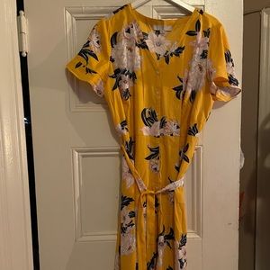 Loft beautiful yellow button up dress